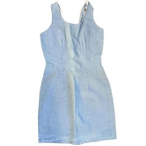 Vintage 90s Chorus Blues Denim Dress Made in USA Medium Cottagecore Jean Midi